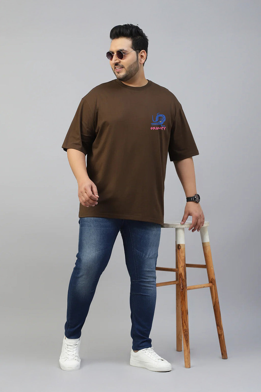 Aligator Brown Graphic Printed Plus Size T-shirt