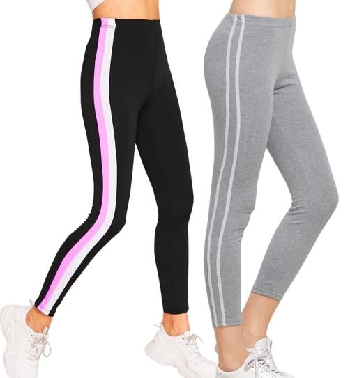 Grey Activewear Jegging with White Double Stripes | GOLD COLLECTION Fashion