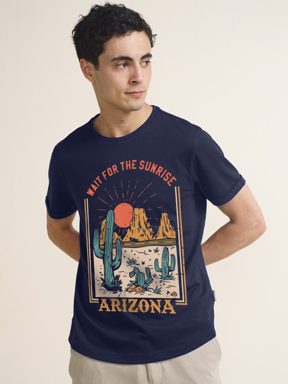 Arizona Navy Regular Fit Printed T-shirt