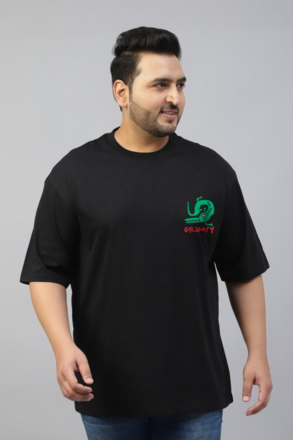 Aligator Black Graphic Printed Plus Size T-shirt
