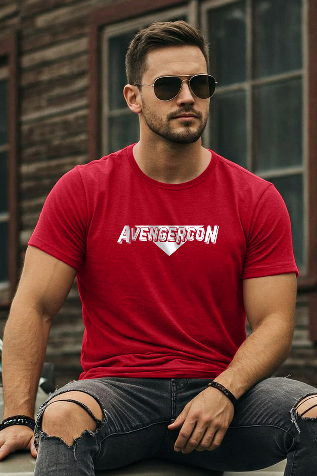 Avengercon Red Regular Fit Printed T-shirt
