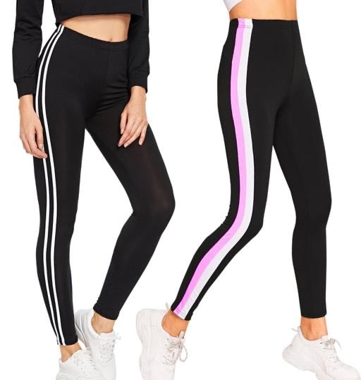 Black Activewear Jegging with White Double Stripes | GOLD COLLECTION Fashion