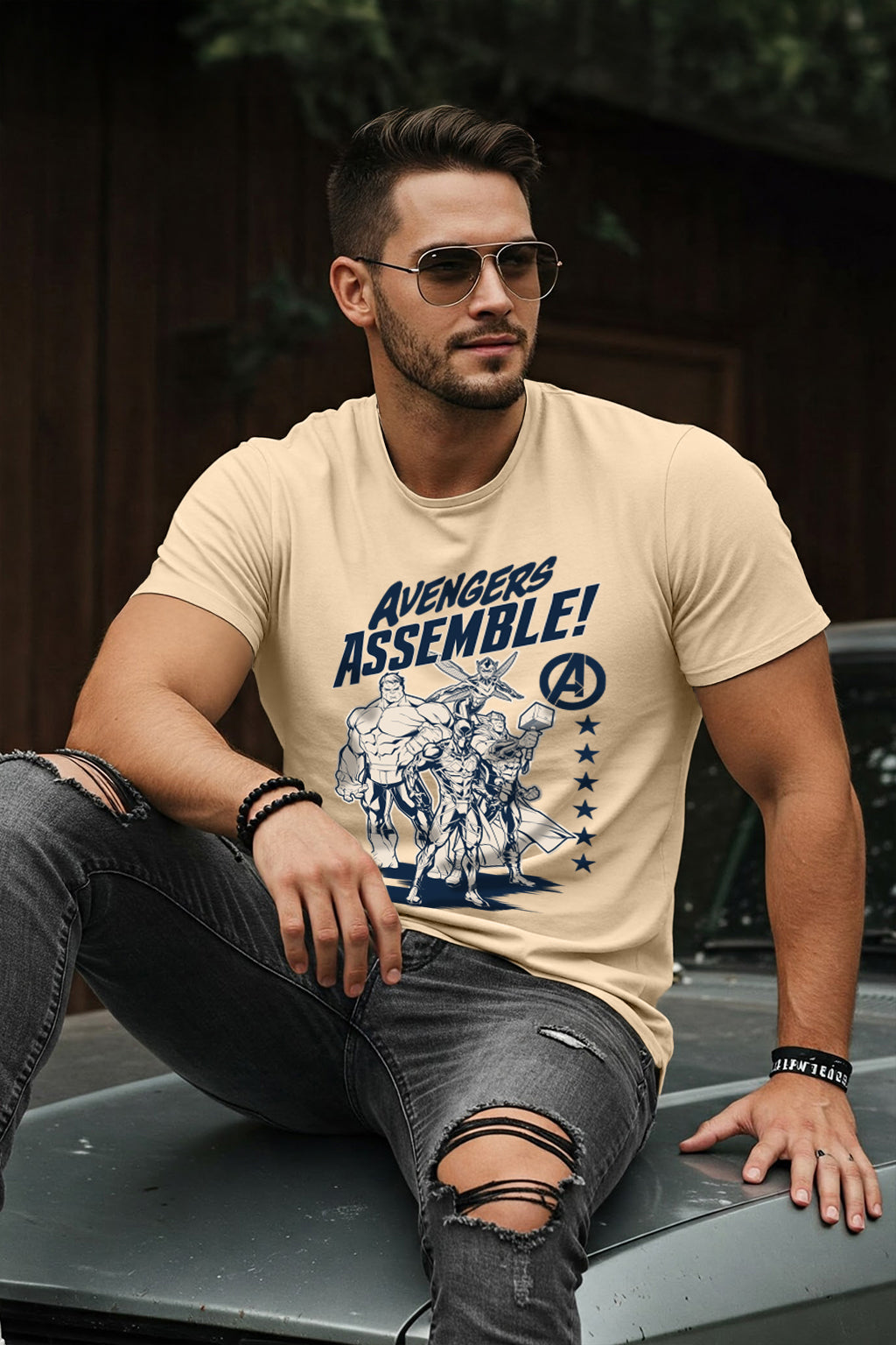 Avengers Swanwhite Regular Fit Printed T-shirt