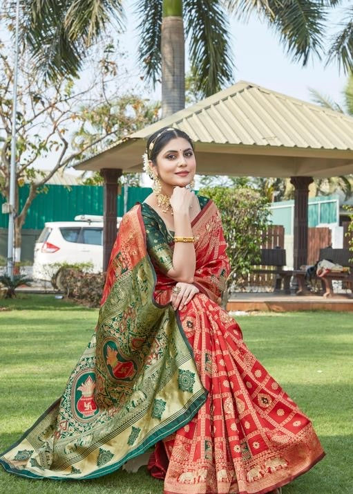 Premium Red Banarasi Art Silk Saree | Al Amaan Collection