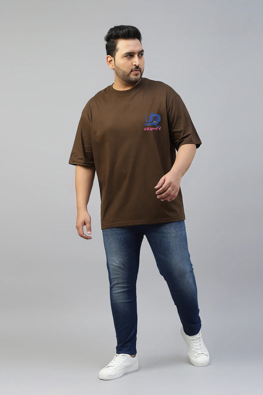 Aligator Brown Graphic Printed Plus Size T-shirt