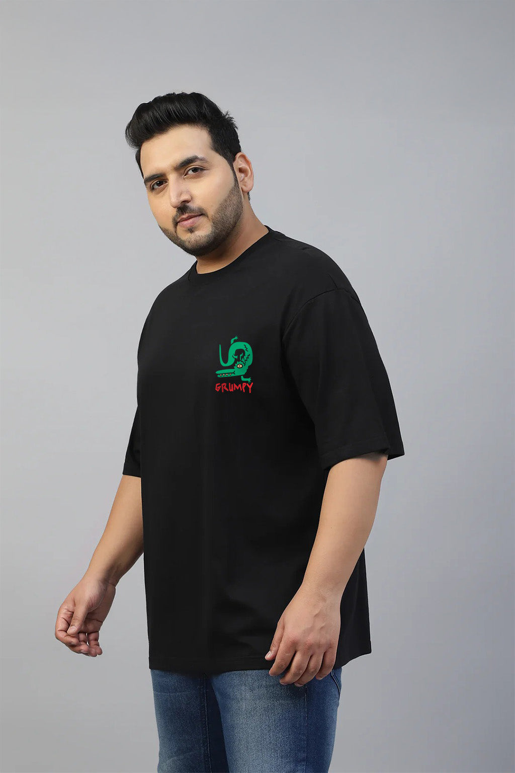 Aligator Black Graphic Printed Plus Size T-shirt