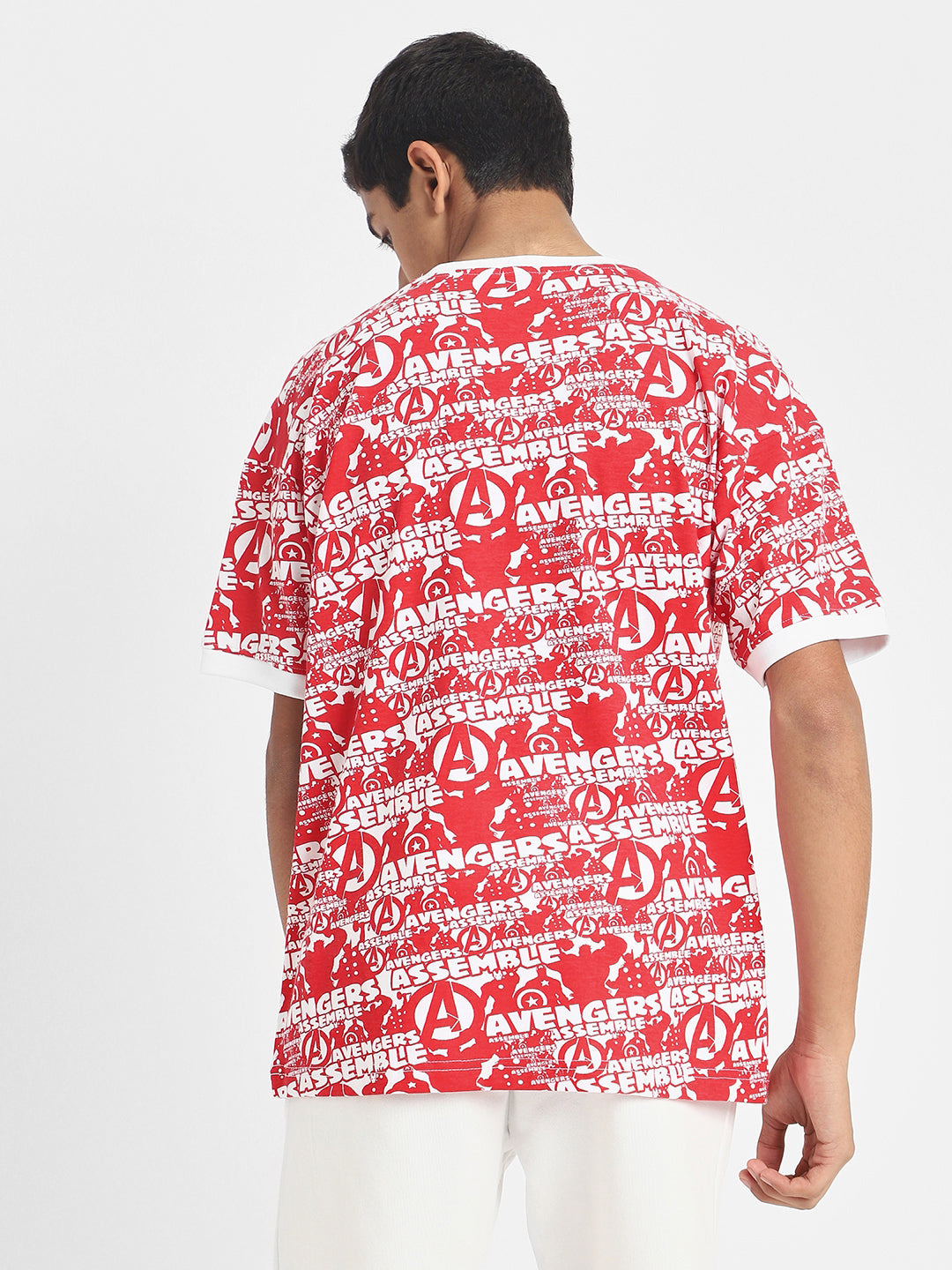 Avenger Red Oversized Graphic Printed Boys T-shirt