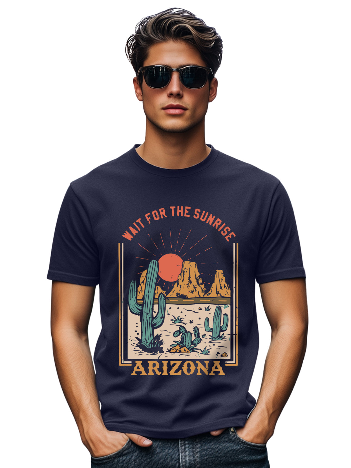 Arizona Navy Regular Fit Printed T-shirt