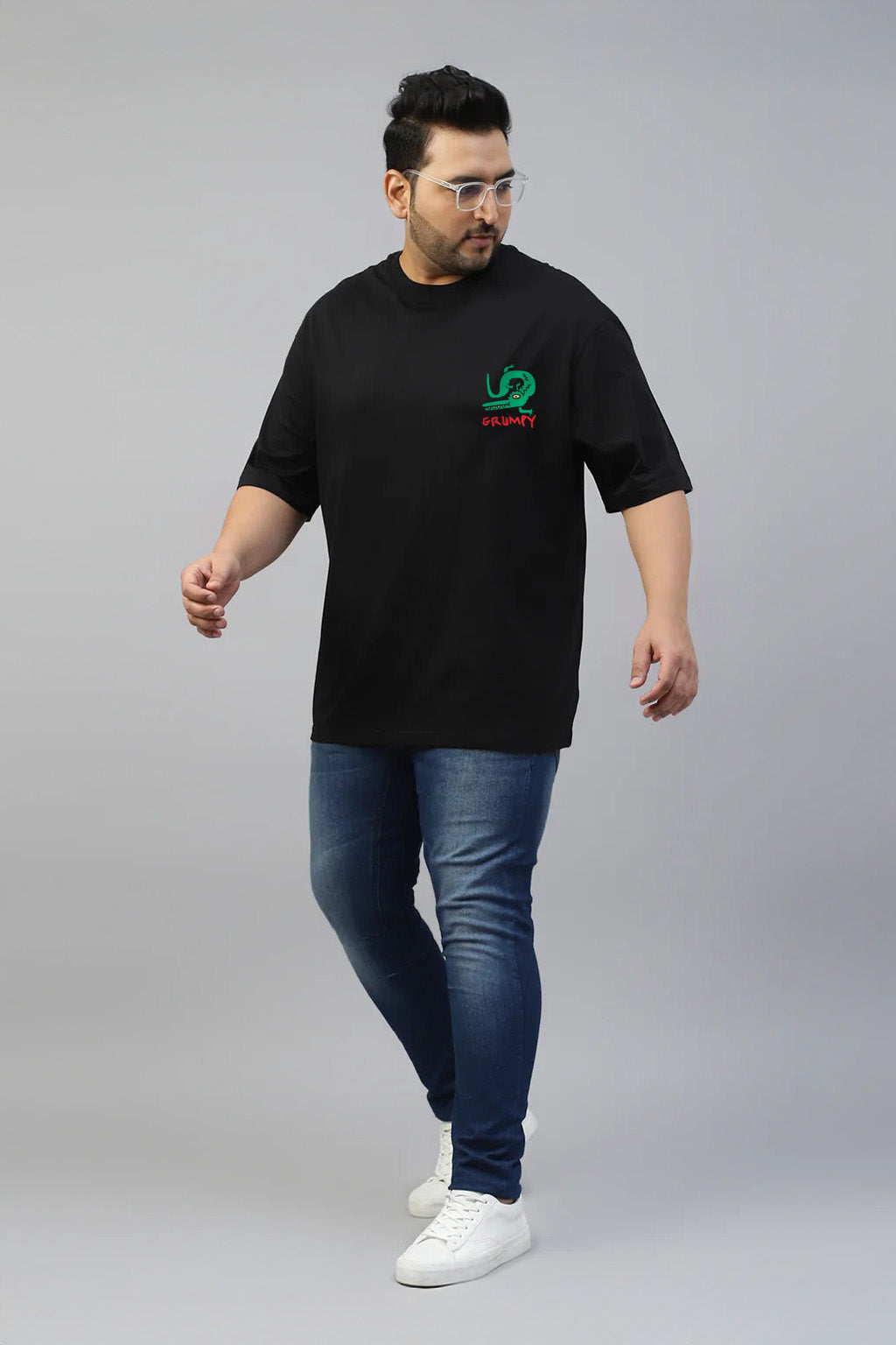 Aligator Black Graphic Printed Plus Size T-shirt