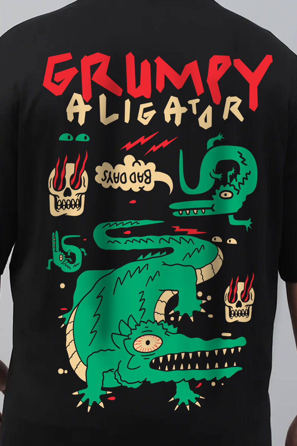 Aligator Black Graphic Printed Plus Size T-shirt