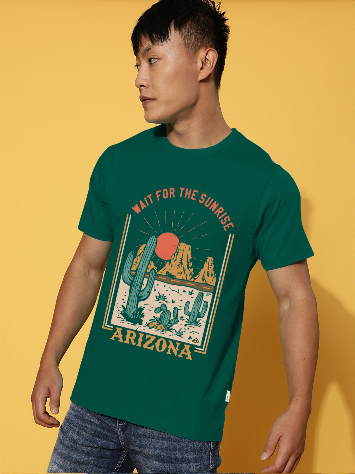 Arizona Green Regular Fit Printed T-shirt