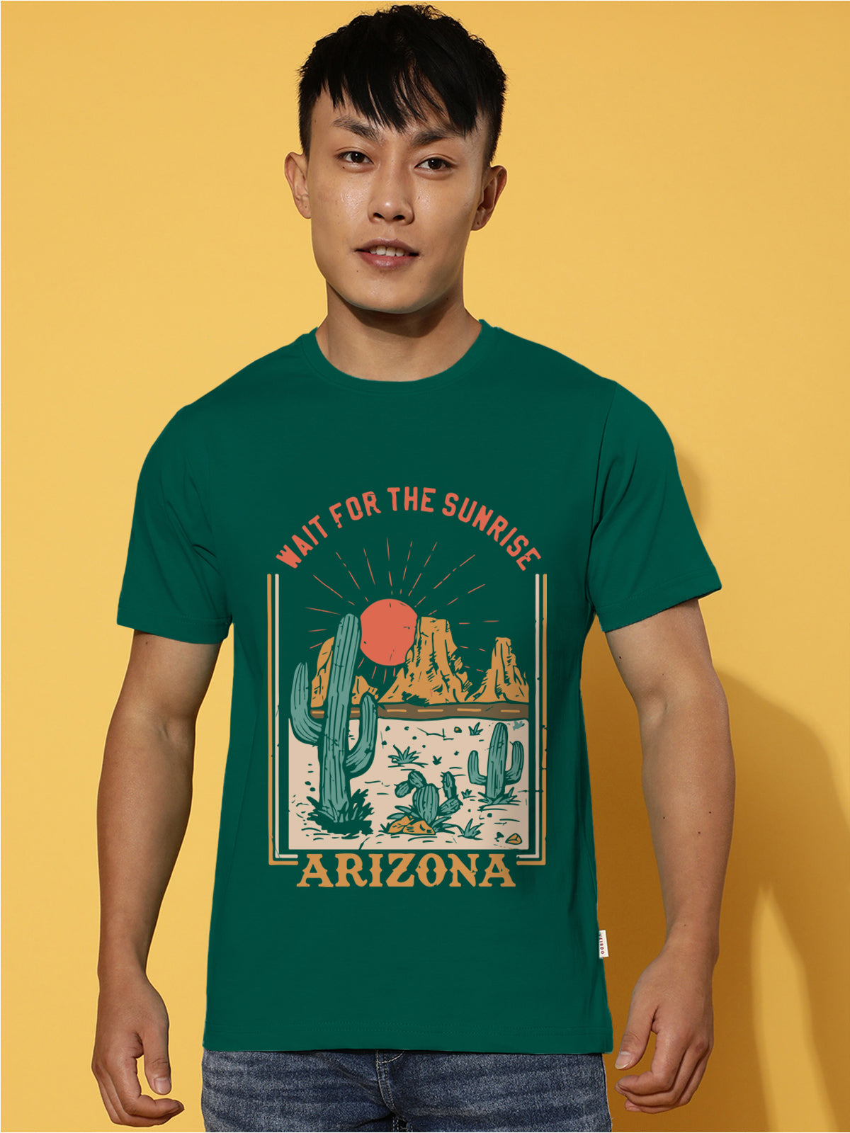 Arizona Green Regular Fit Printed T-shirt