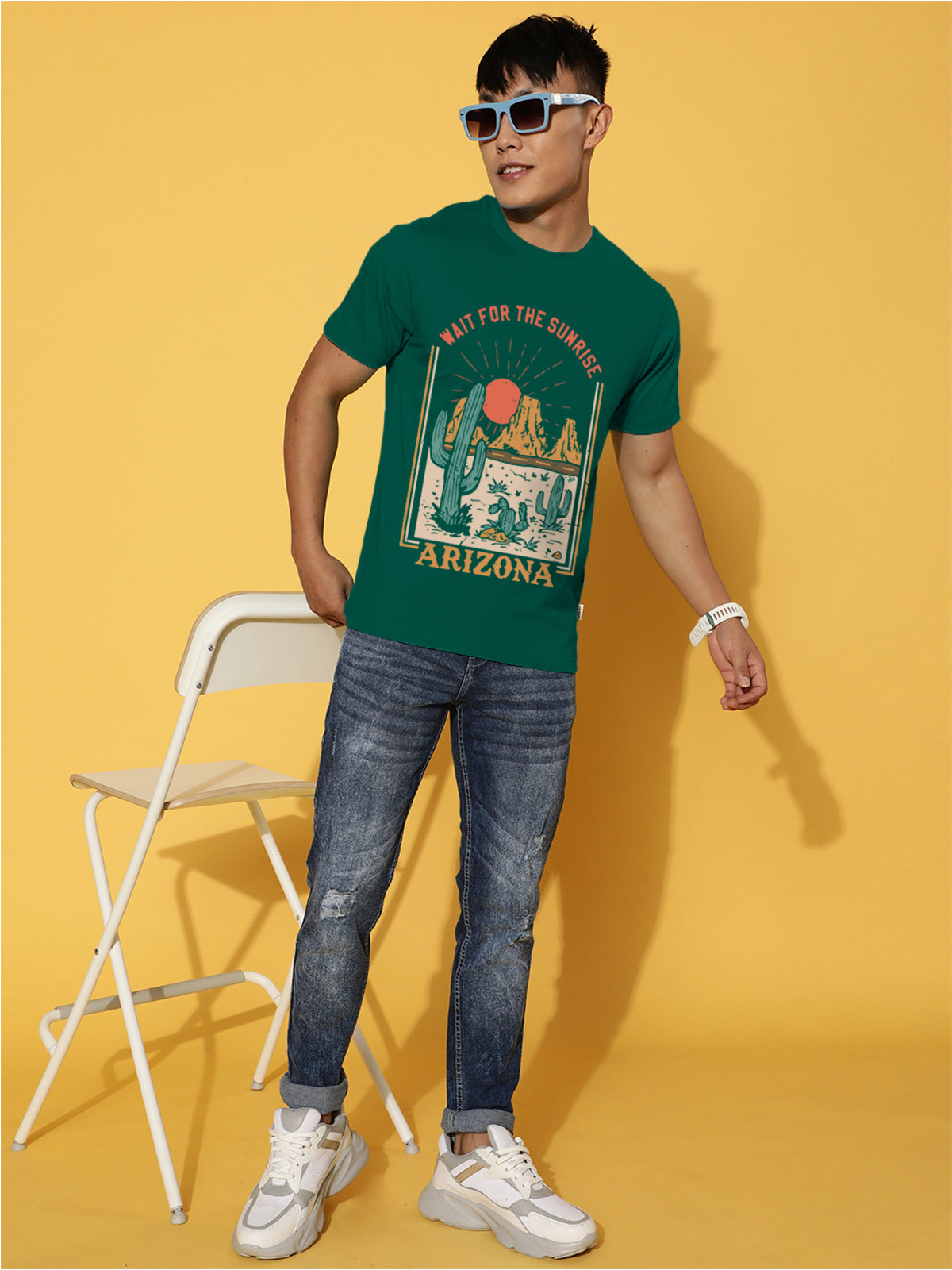 Arizona Green Regular Fit Printed T-shirt