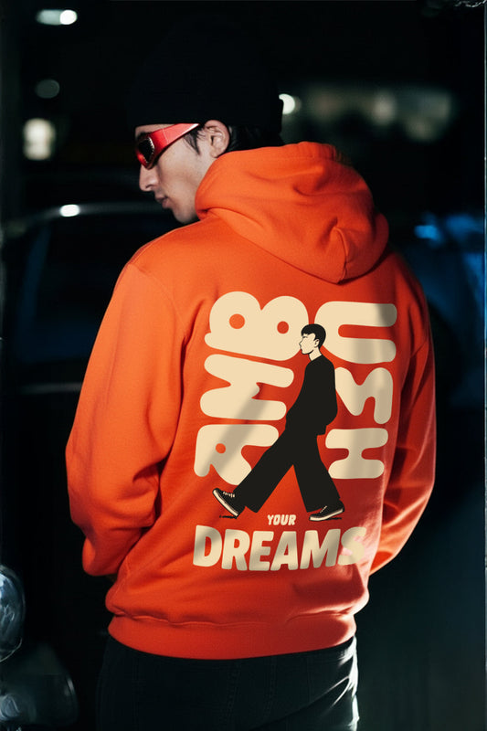 Ambush Dreams Orange Oversized Printed Hoodie