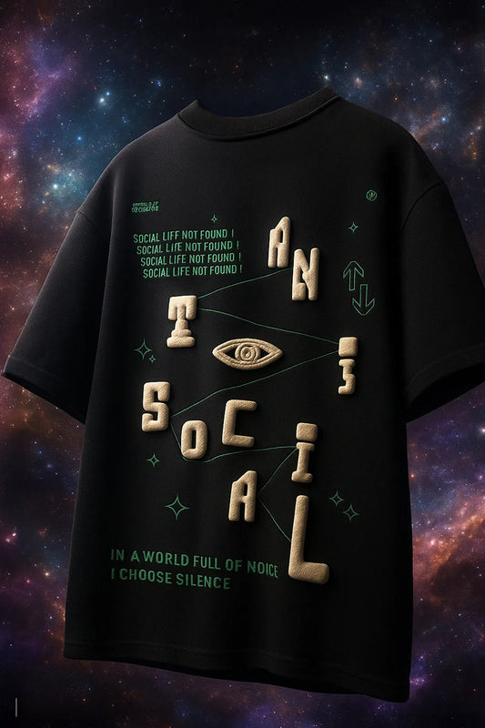 Antisocial Black Oversized Puff Printed Exclusive T-shirt