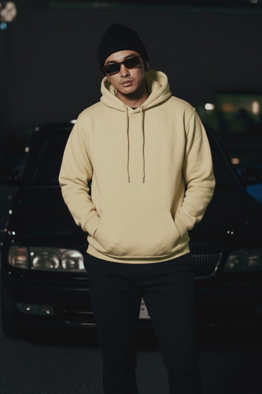 Beige Plain Oversized Fit Hoodie