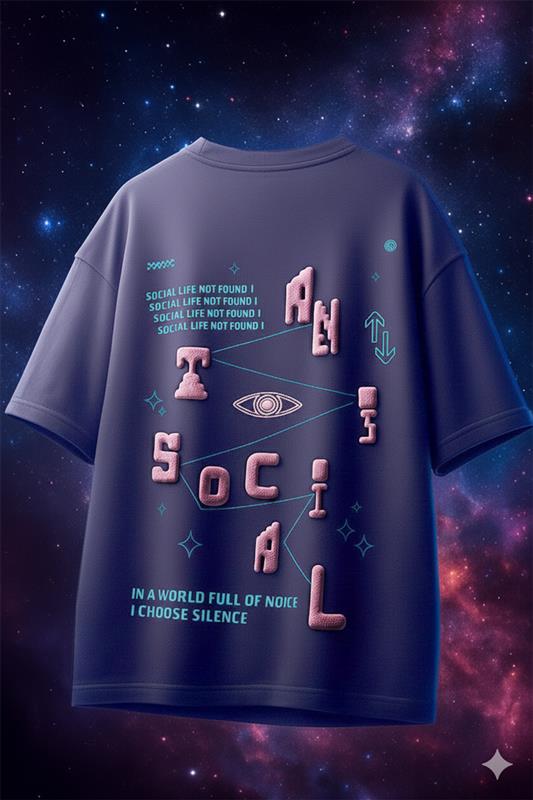 Antisocial Skipper Blue Oversized Puff Printed Exclusive T-shirt