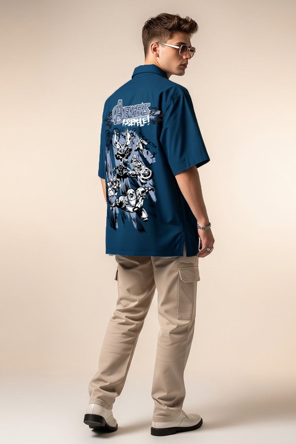 Avengers Navy Oversized Printed Exclusive Shirt