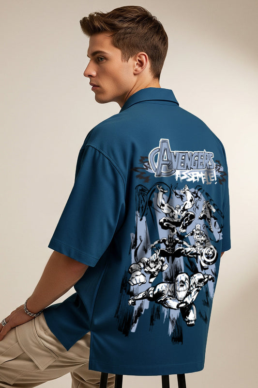 Avengers Navy Oversized Printed Exclusive Shirt