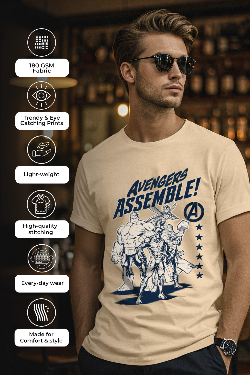 Avengers Swanwhite Regular Fit Printed T-shirt