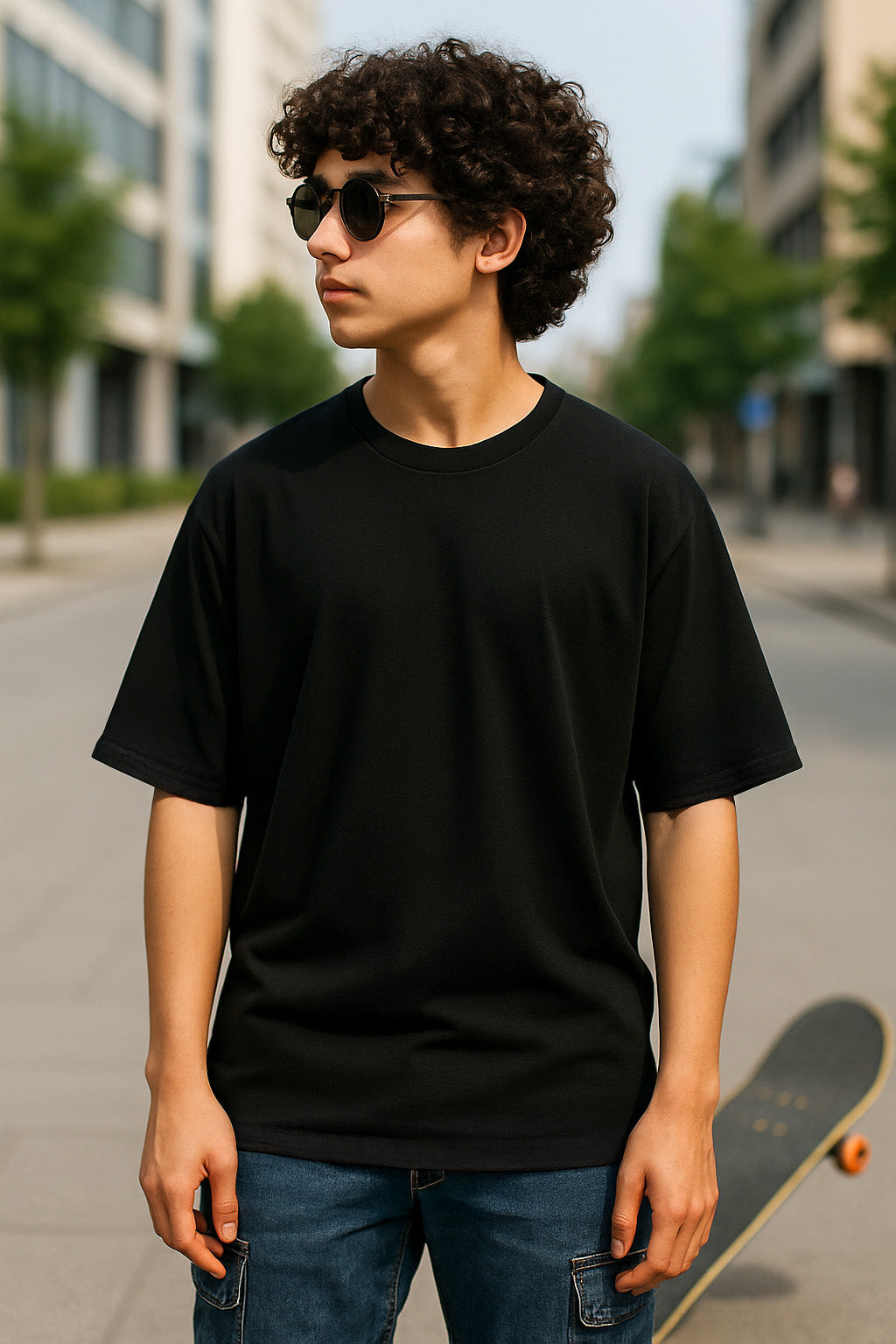 Black Oversized Plain Boys T-shirt