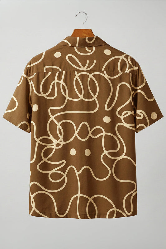 Abstract Maze Brown All Over Print Oversized Exclusive Shirt