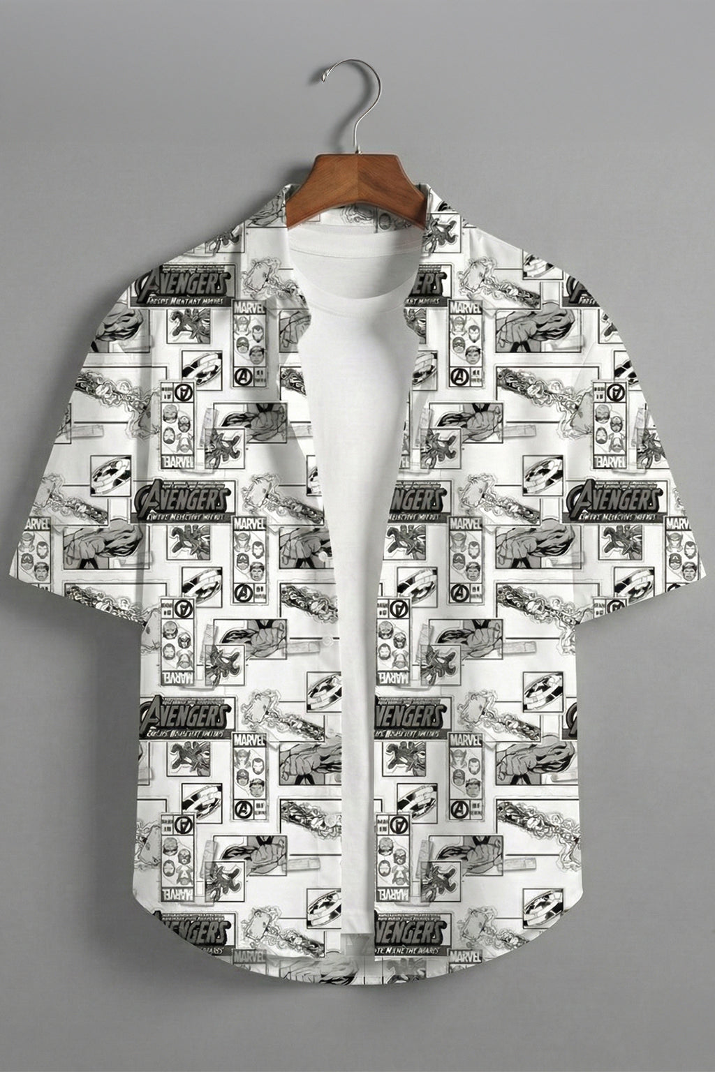 Avengers White All Over Print Oversized Exclusive Shirt