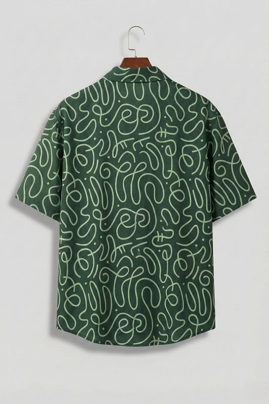 Abstract Maze Green All Over Print Oversized Exclusive Shirt