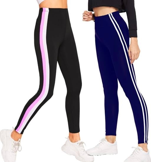 Navy Blue Activewear Jegging with White Double Stripes GOLD COLLECTION Fashion