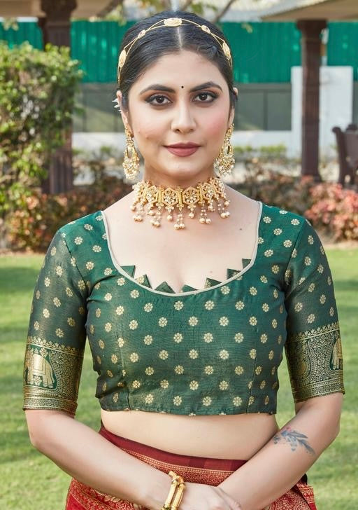 Premium Red Banarasi Art Silk Saree | Al Amaan Collection