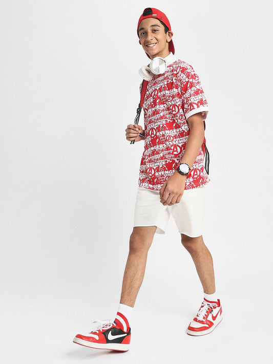 Avenger Red Oversized Graphic Printed Boys T-shirt