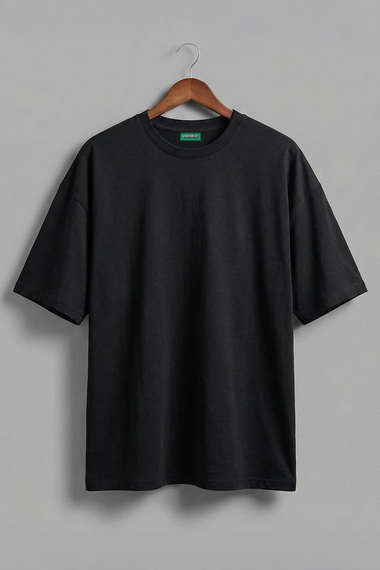 Black Plain Plus Size T-shirt