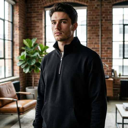 Black Half Zipper Fleece Jacket