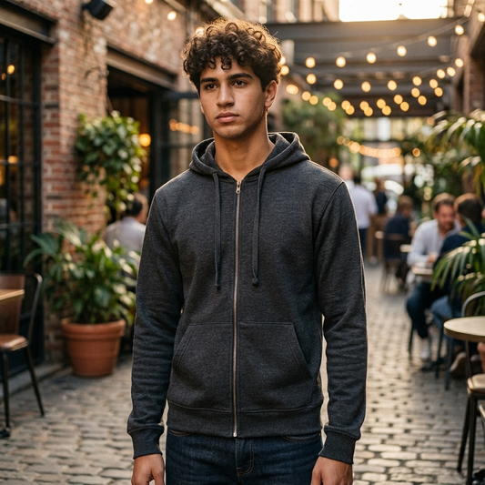 Zippered Hoodie | Charcoal