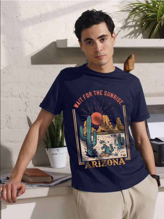 Arizona Navy Regular Fit Printed T-shirt