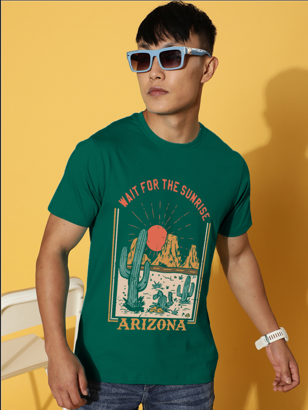 Arizona Green Regular Fit Printed T-shirt