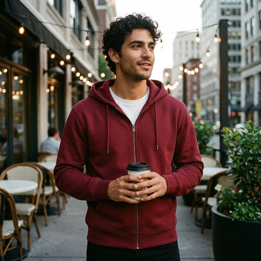 Zippered Hoodie | Burgundy