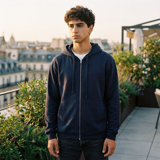 Zippered Hoodie | Navy