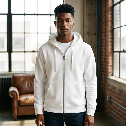 Zippered Hoodie | White
